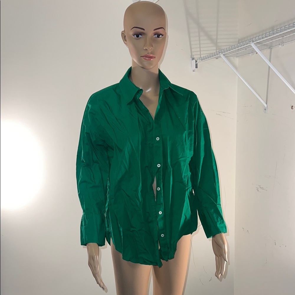 Zara Emerald Button-Up Blouse (#36)